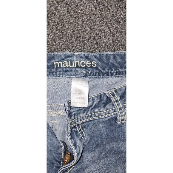 maurices Jeans Womens 7/8 REG Bootcut Flare Faded Contrast Stitch Embellished - Picture 3 of 3